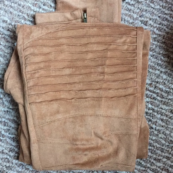 Camel Suede Moto Jeggings - Picture 7 of 7